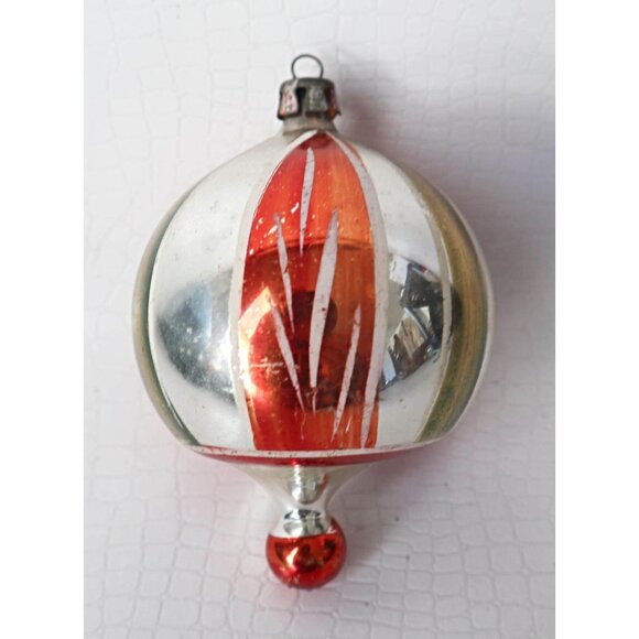 2 Vintage Mercury Glass Christmas Ornaments Tear Drop Shape Old Christmas - Picture 6 of 6